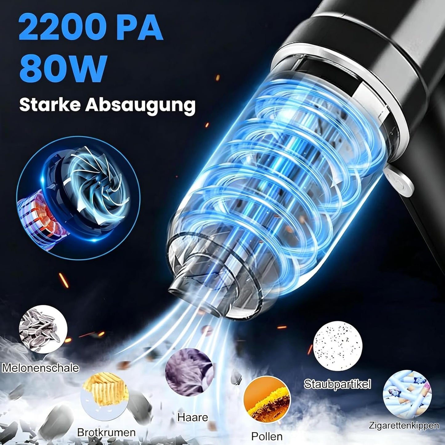 Handheld Vacuum Cleaner,Portable Rechargeable Mini Vacuum,22000Pa Power, 4-In-1 Mini Car Vacuum,Lightweight Mini for Offices, Cars, Homes, and Offices Various Scenarios