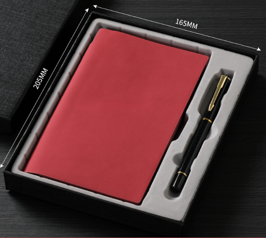 A6 Notebook with Pen - Black Soft Leather Set